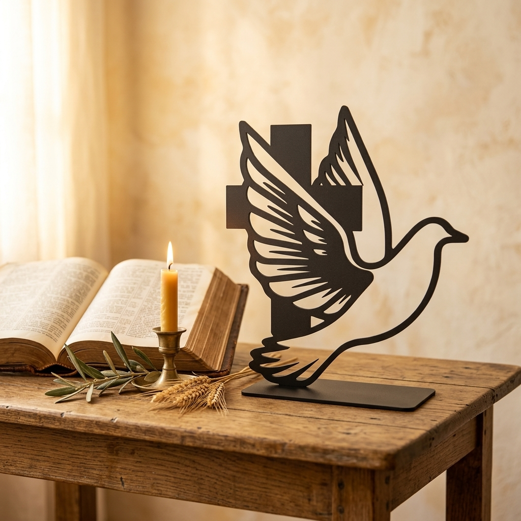 Dove in Flight with Cross