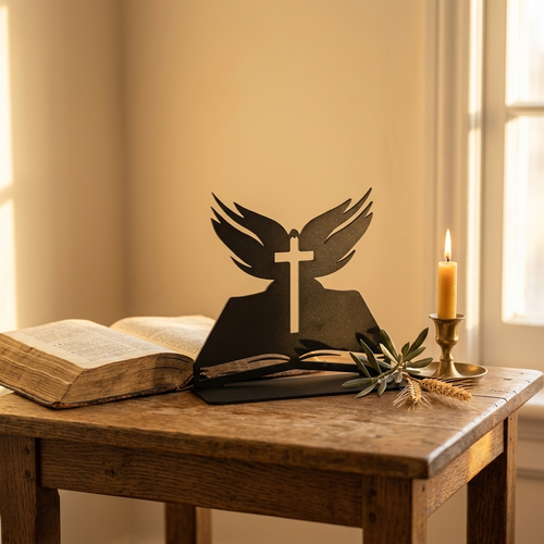Angel Wings Cross on Bible