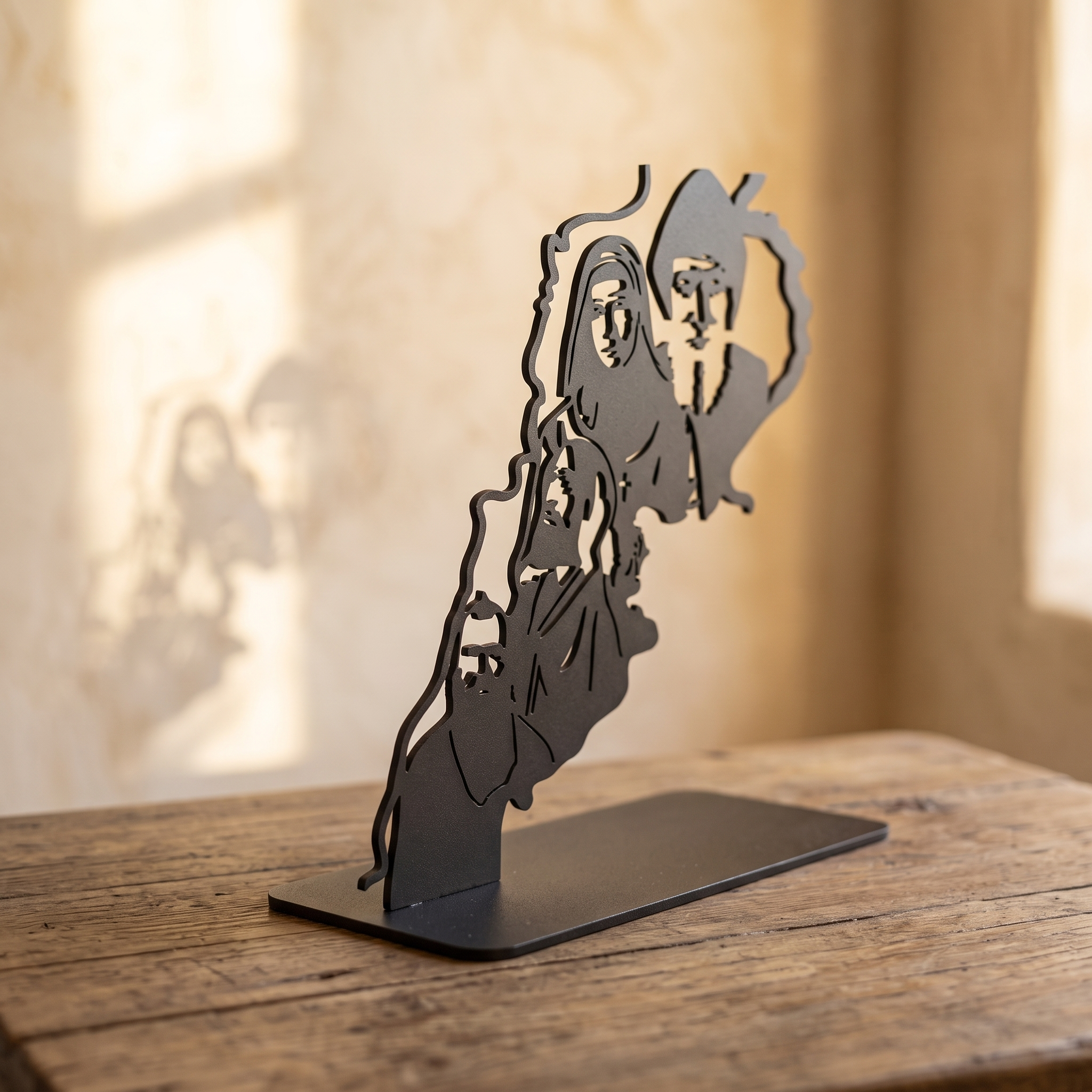 Saints of Lebanon steel piece, three-quarter side view