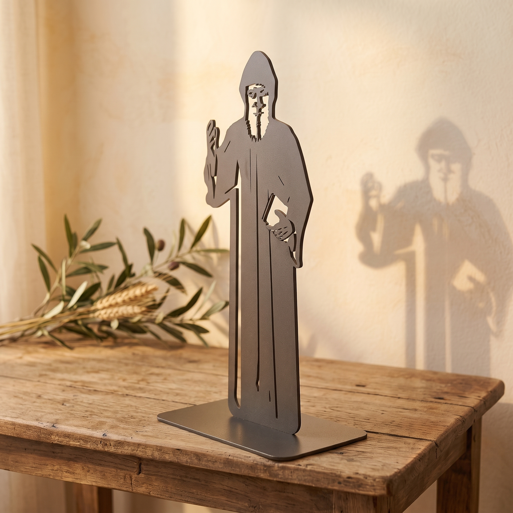 St Charbel steel piece, three-quarter side view